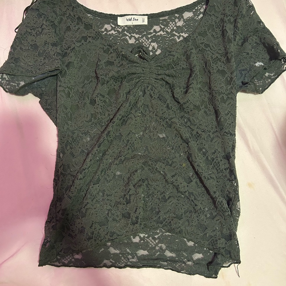 Wild Fable Dark Green Lace Blouse